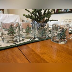 Spode 🎄Christmas Tree Glass Mugs Set